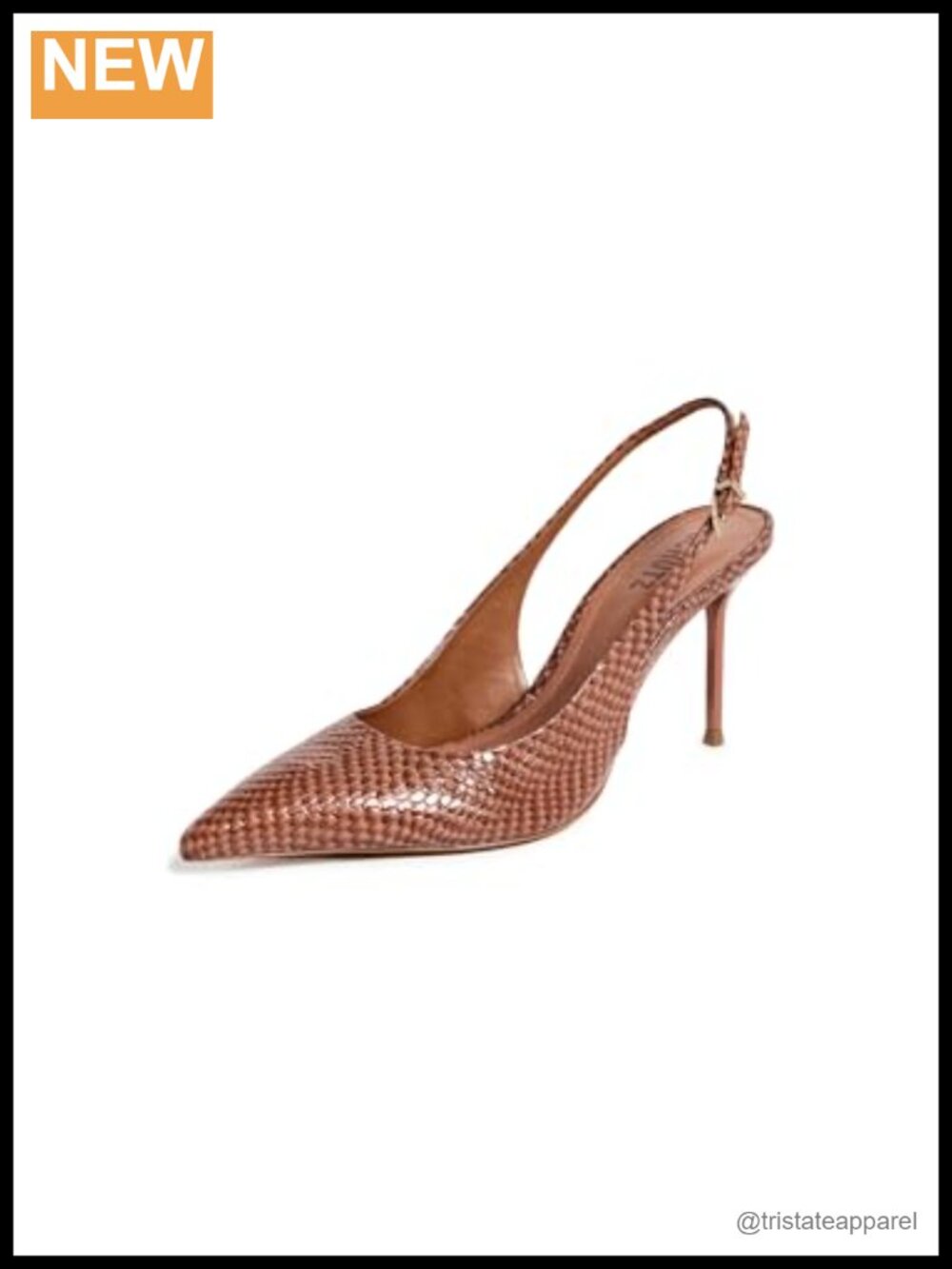 Snake Embossed Patent Slingback Stiletto Heel Pointed Toe Pump